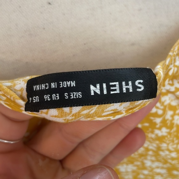 Shein yellow long sleeve tie front mini dress - Picture 5 of 5